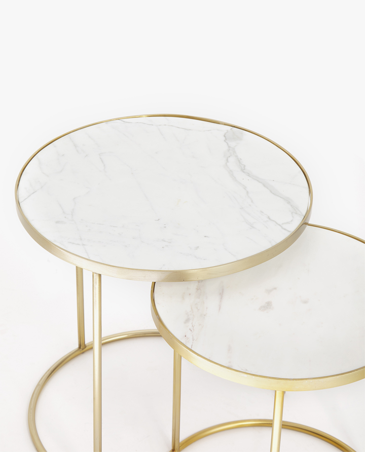 Imagem de produto MESA NINHO MÃRMORE BASE DOURADA (CONJUNTO DE 2)