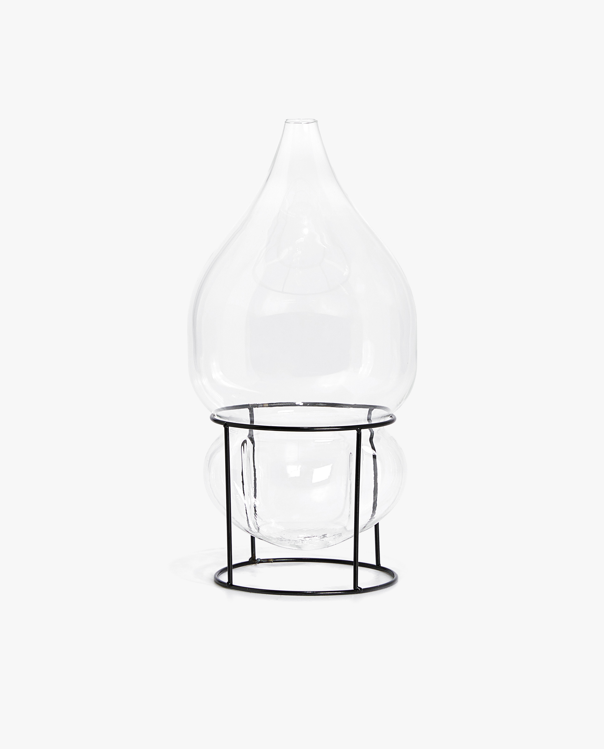 Glass Vase With Metal Base Vases Decoration Living Room