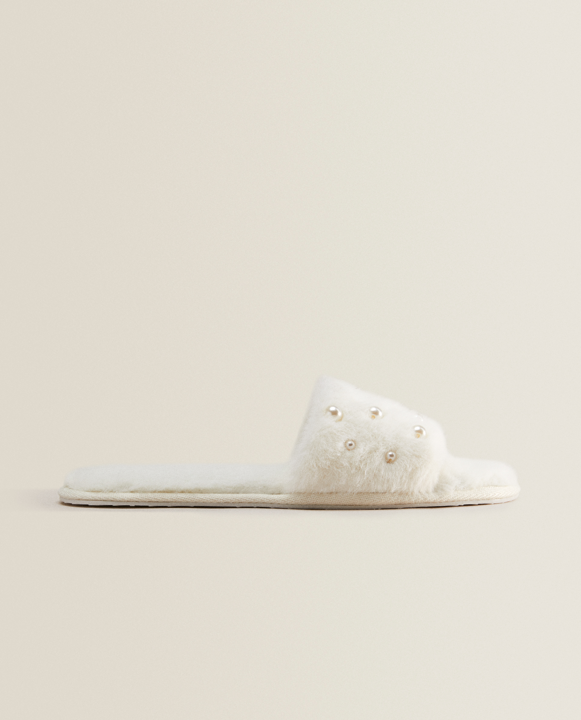 white faux fur slippers