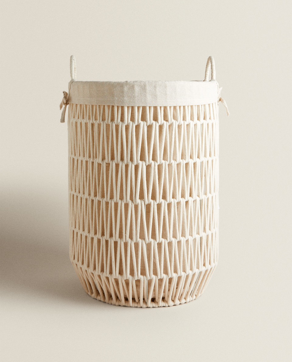 white linen basket with lid
