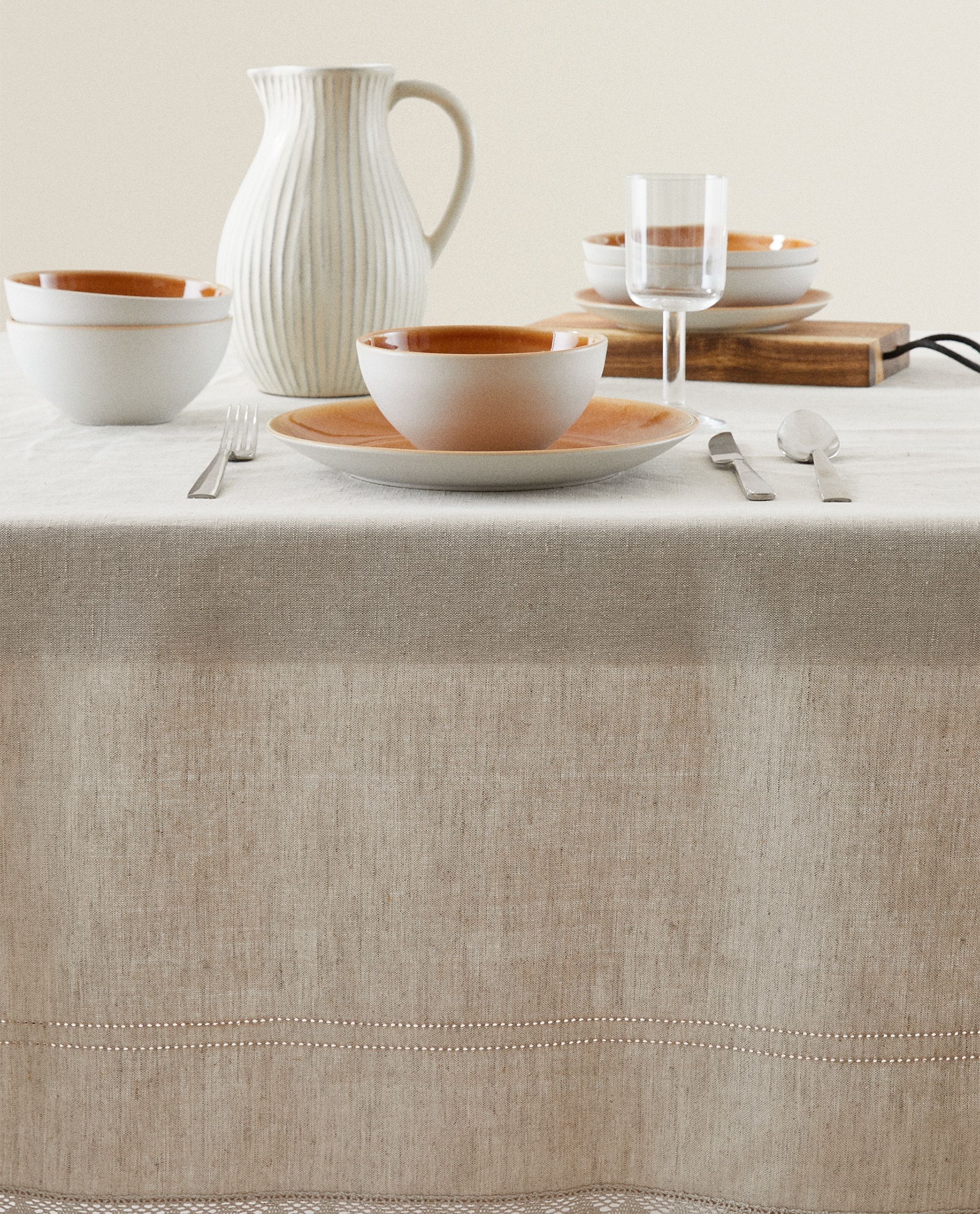 Hemstitched Linen Tablecloth Tumblers Glassware Dining New Collection Zara Home Malta