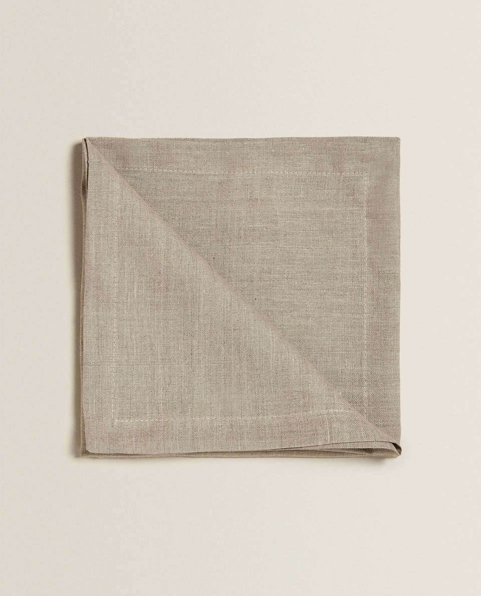Zara home mesa Servilleta Servilletas Blanco Estilo Vintage 100/% Algodón Lino Bordado