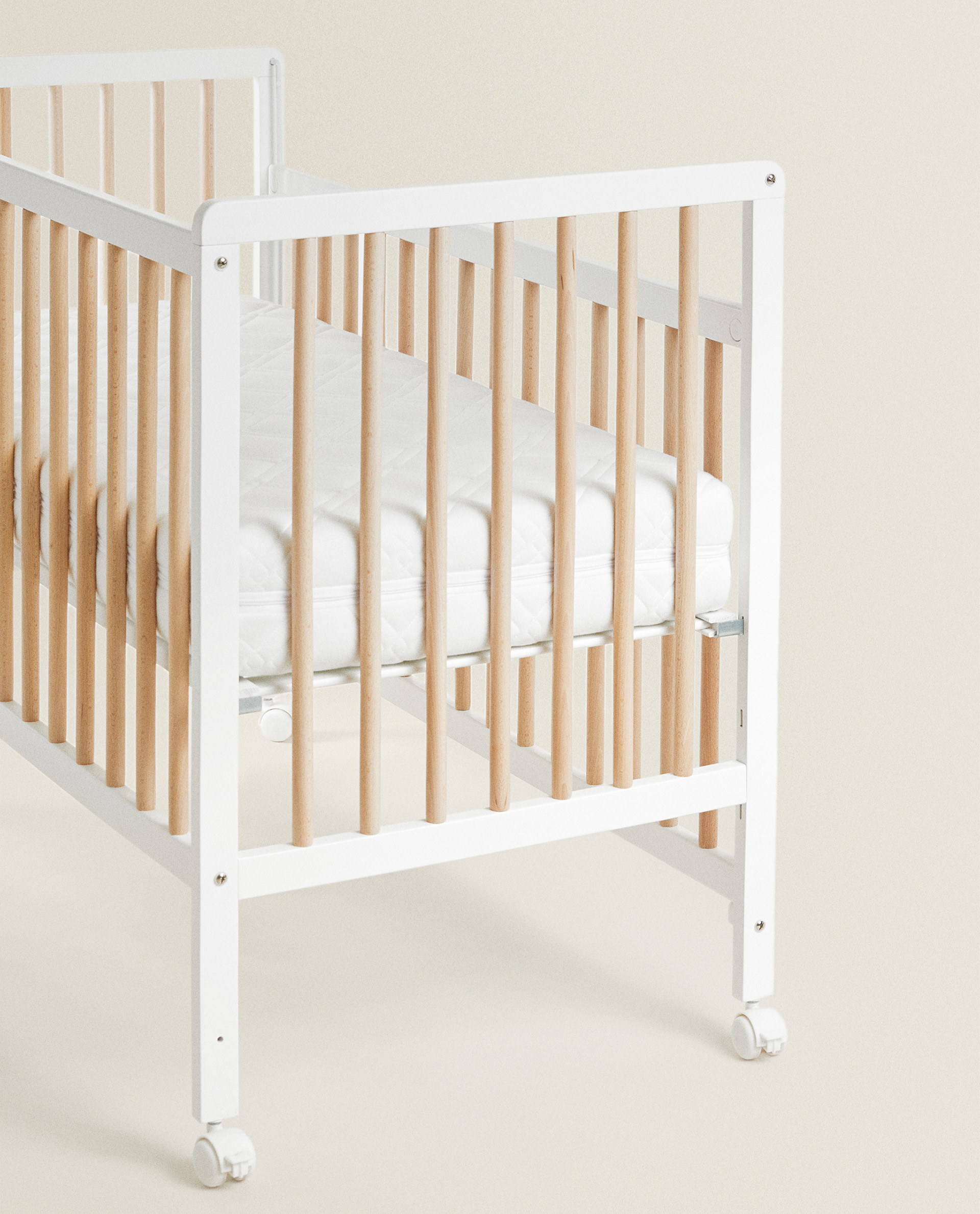 white and natural cot