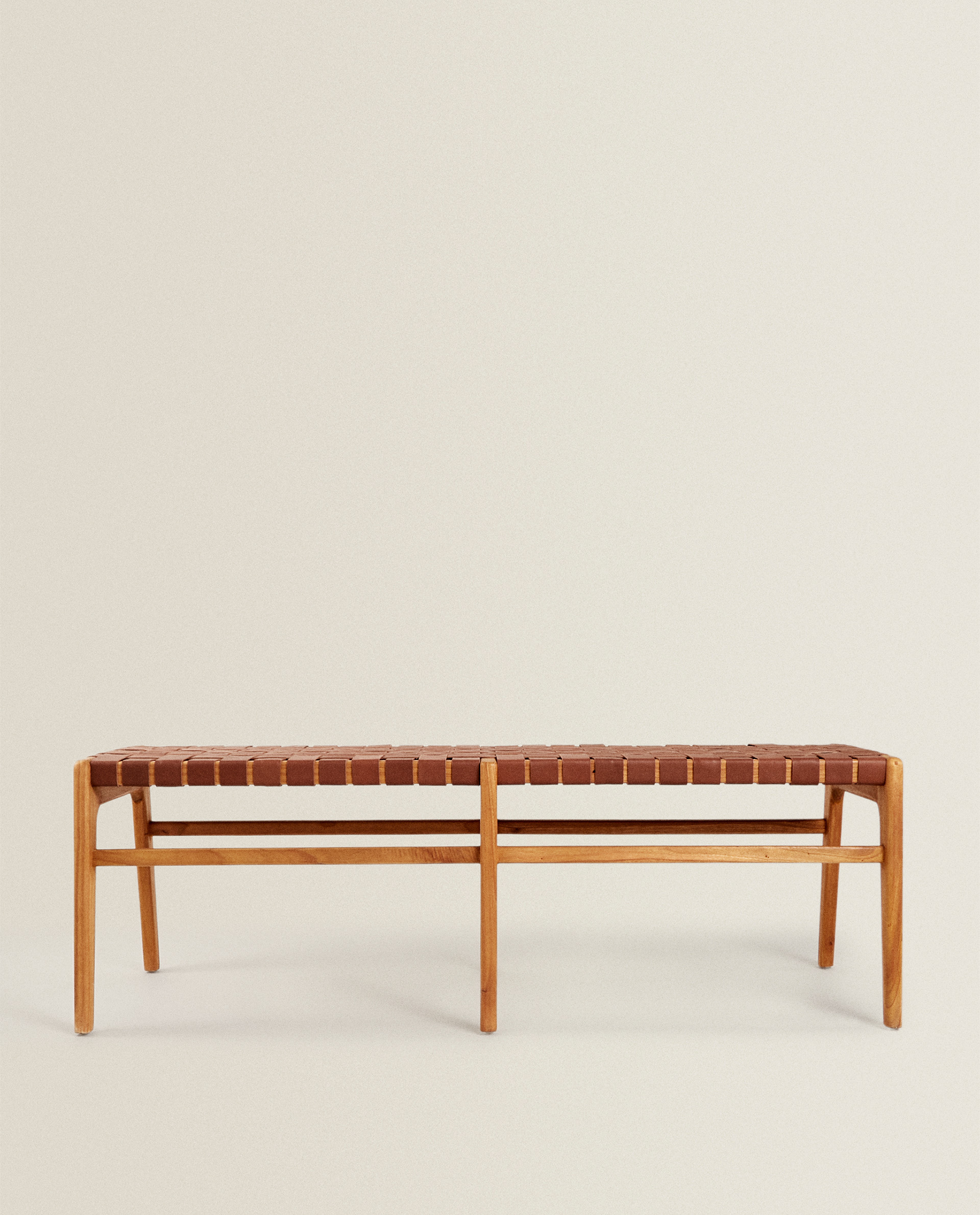 Wooden And Leather Bench Furniture Living Room Zara Home France