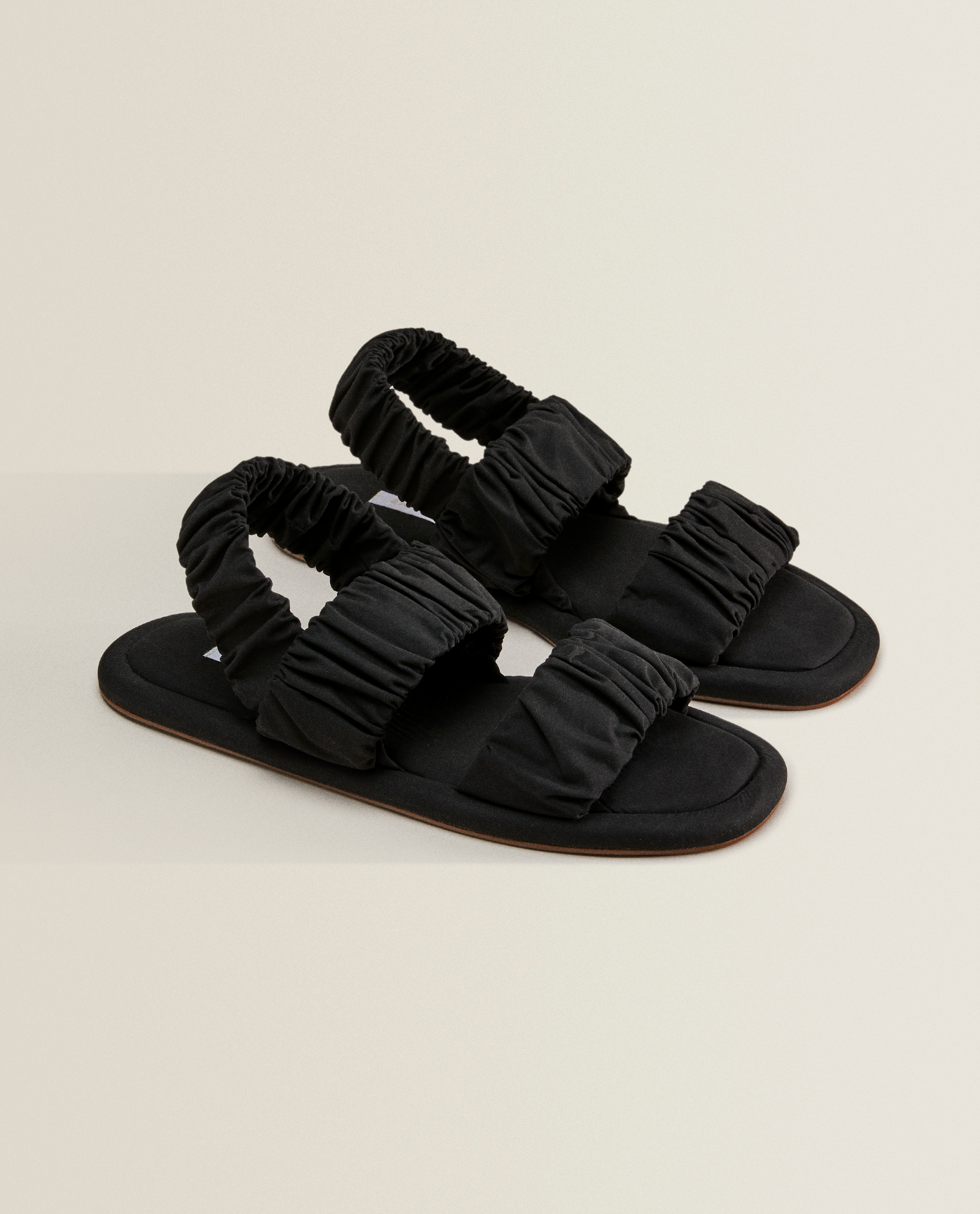 GATHERED DOUBLE-STRAP SANDALS 