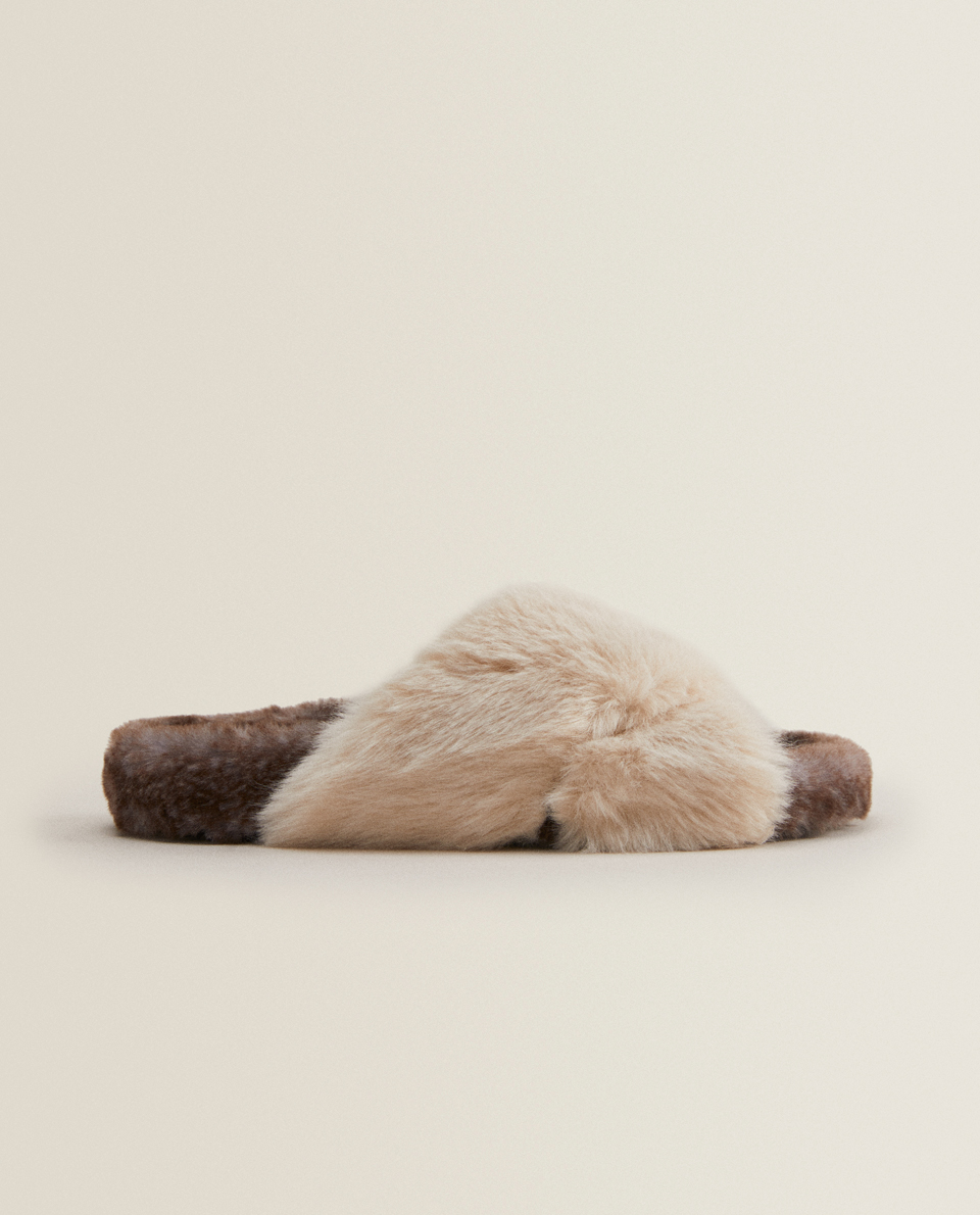 zara fur slippers