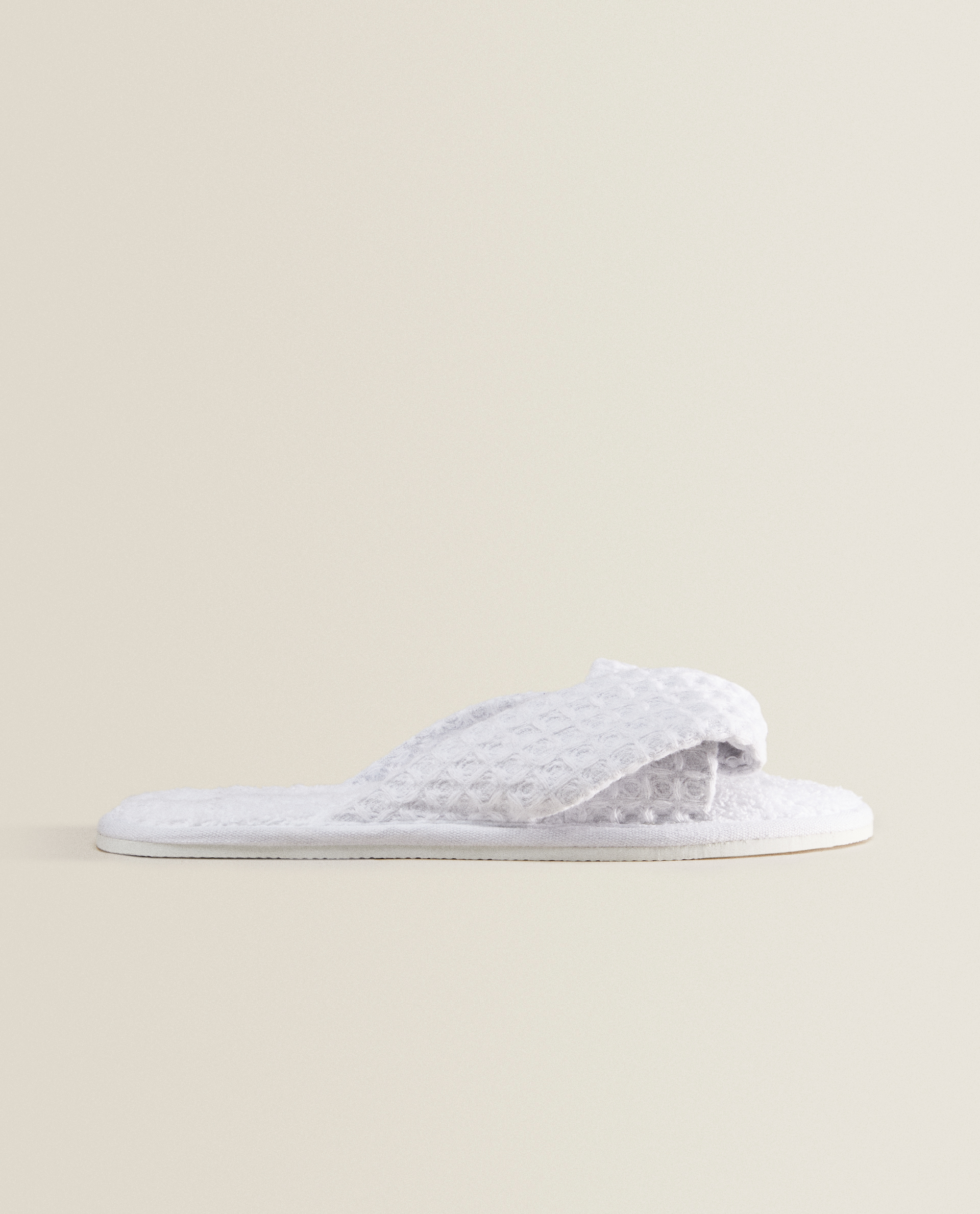 white waffle slippers