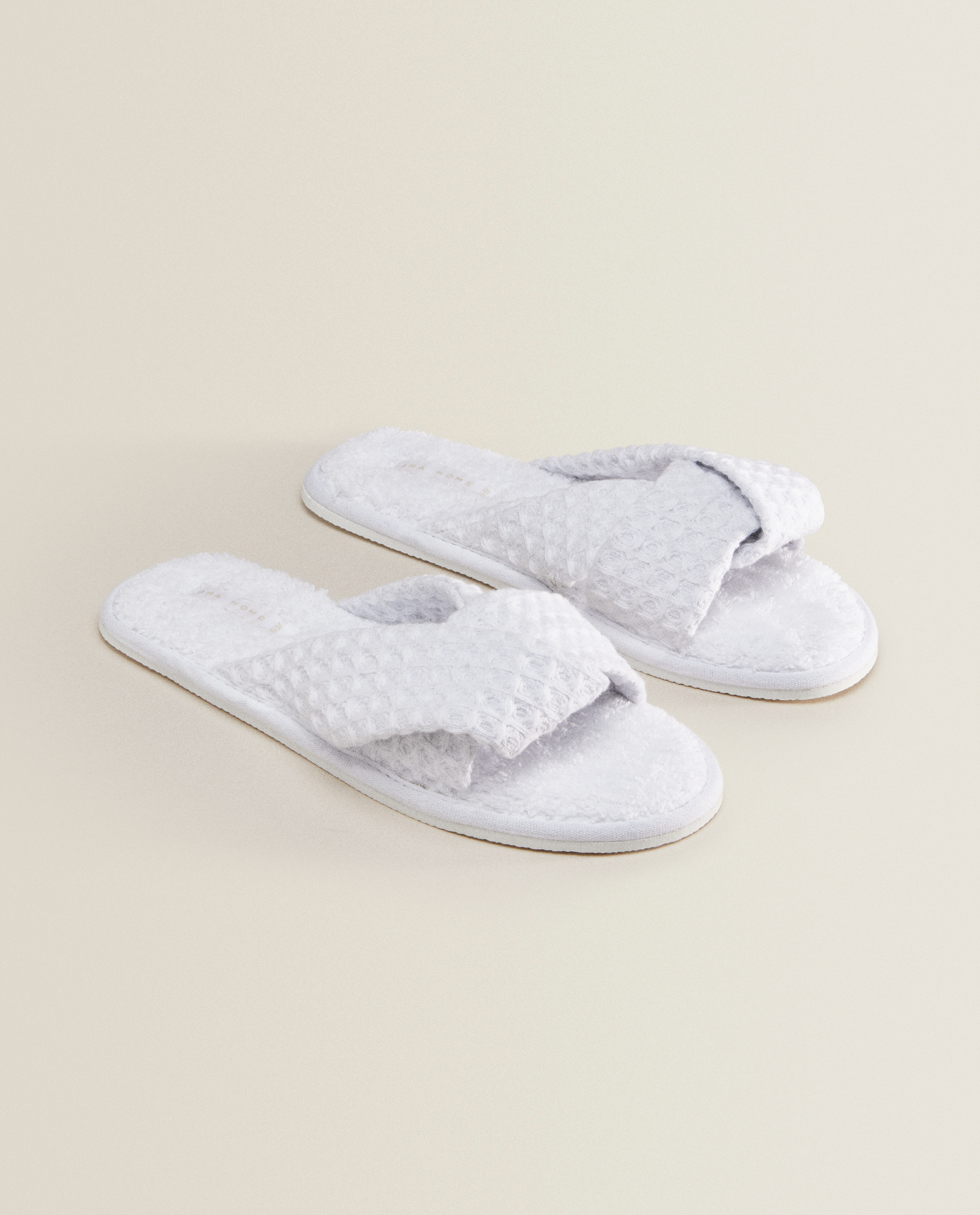 White Waffle Knit Slippers Bathrobes And Slippers Bathroom