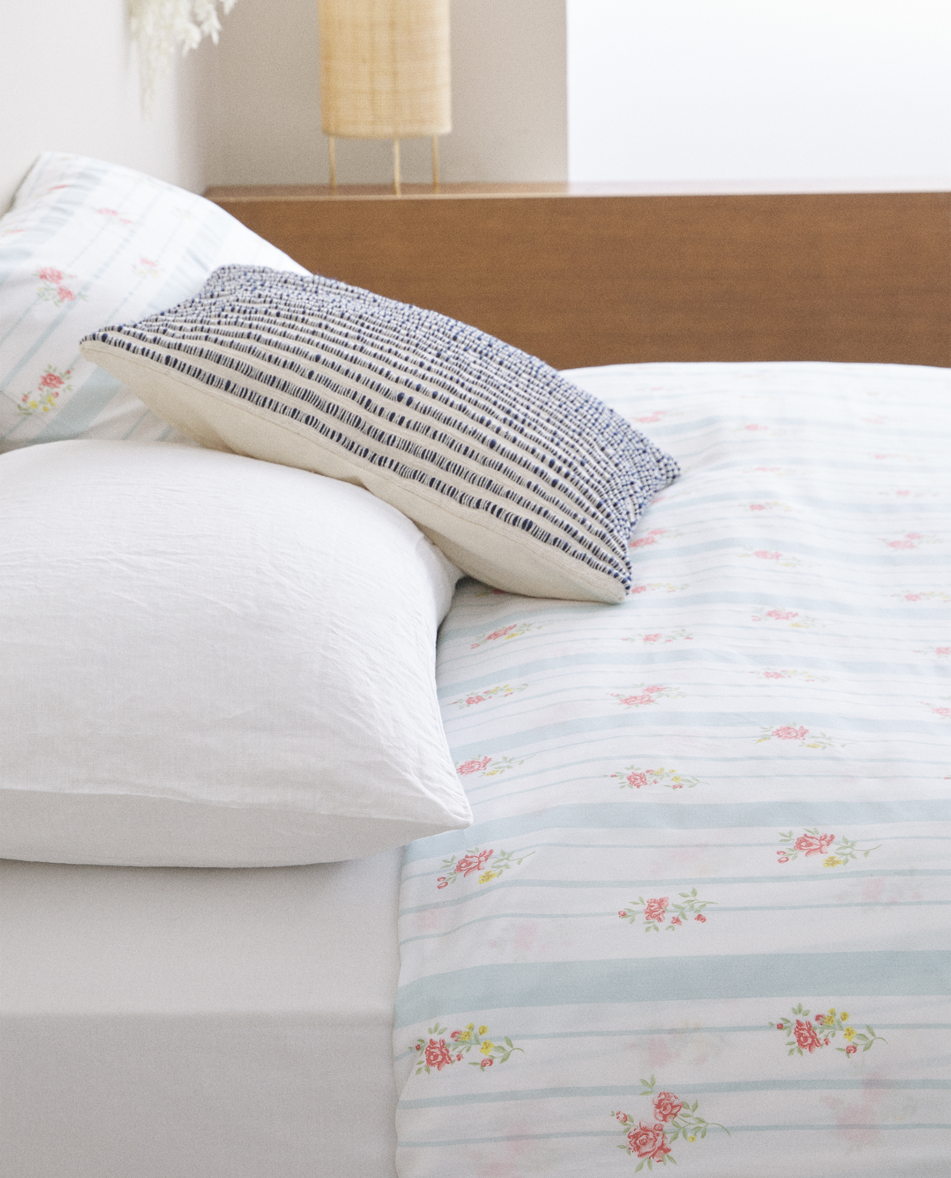 Striped And Floral Print Sateen Duvet Cover Bedroom Royal