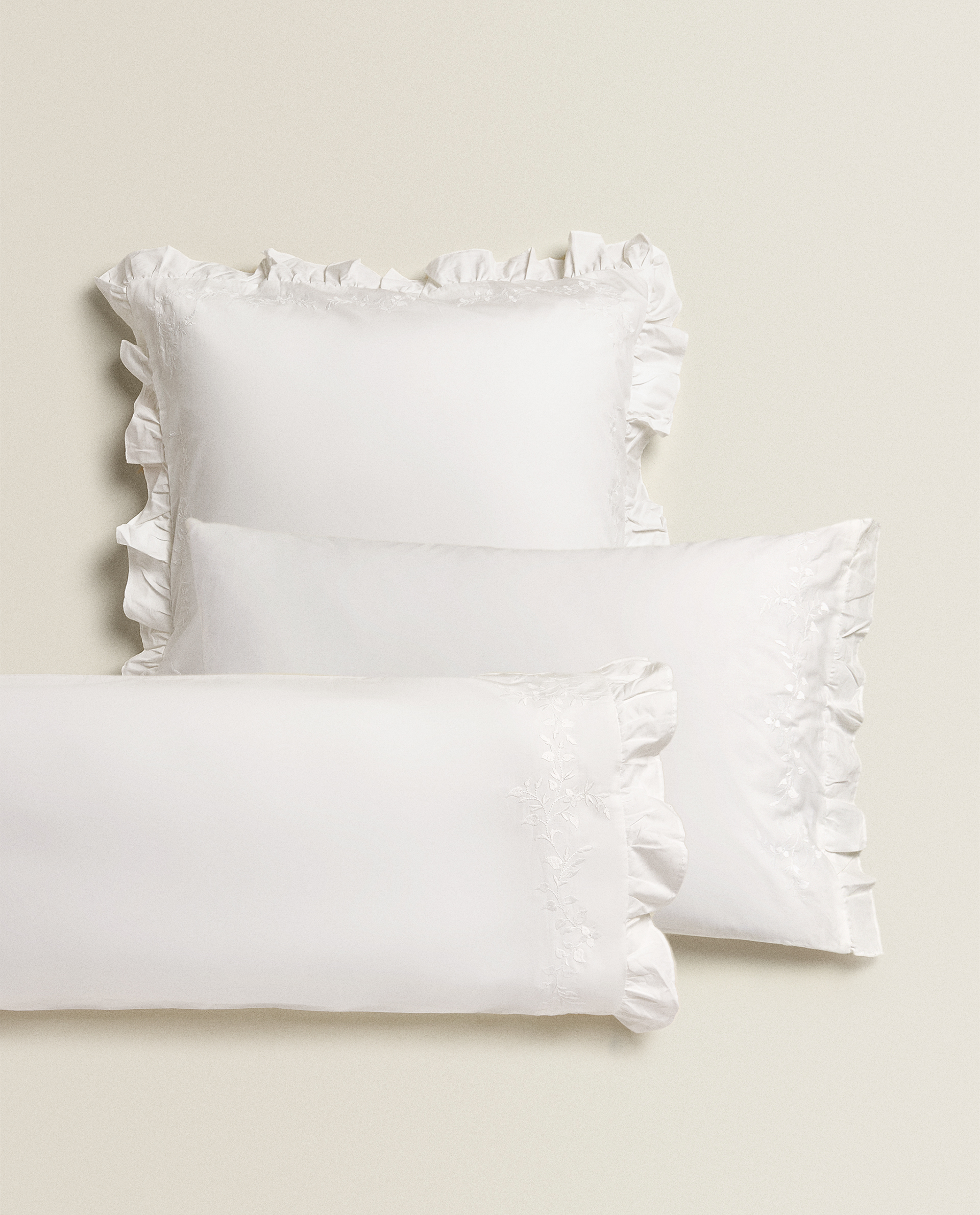 Embroidered Pillowcase With Ruffle Duvet Covers Bed Linen