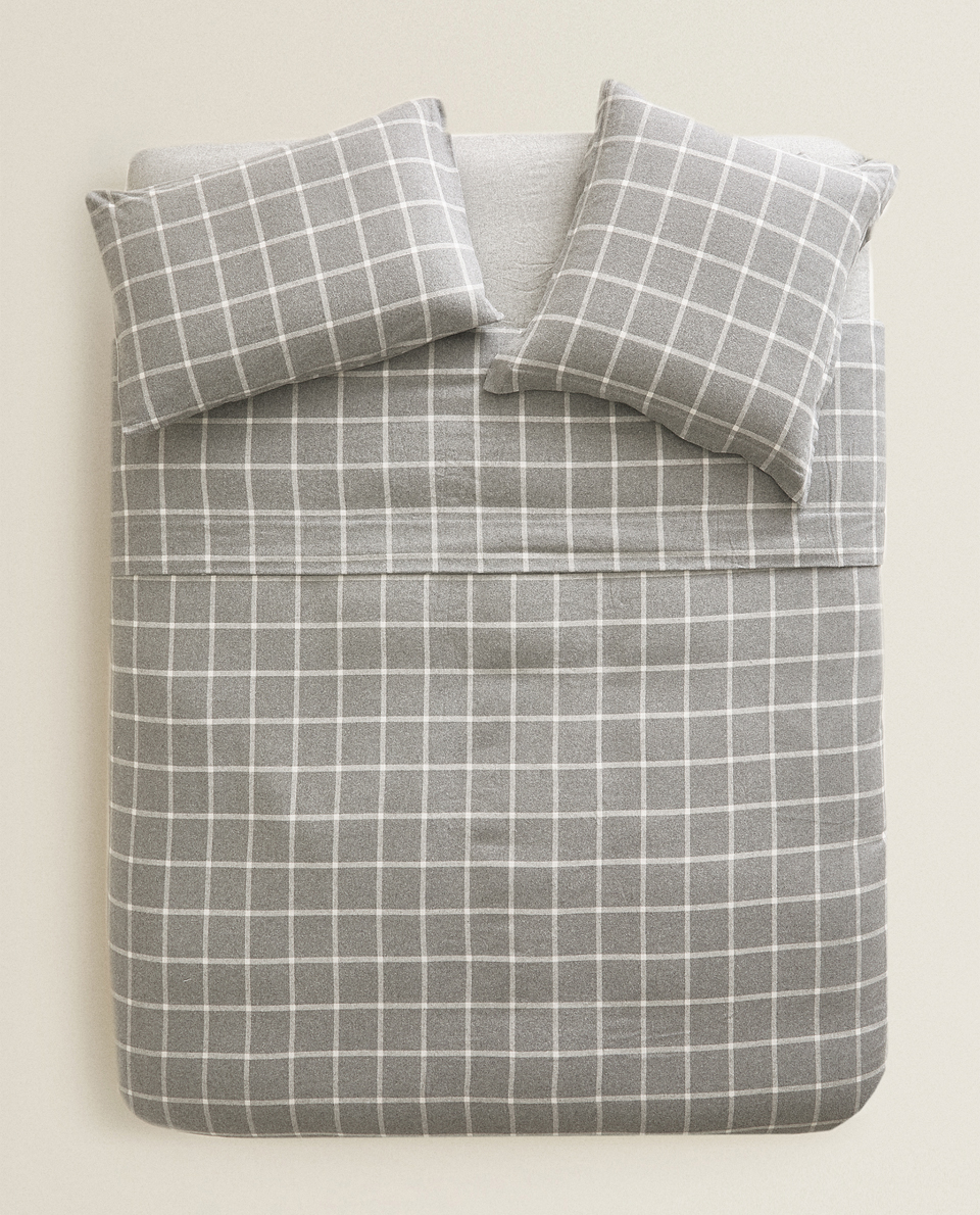 Check Flannel Duvet Cover Special Prices Zara Home Germany