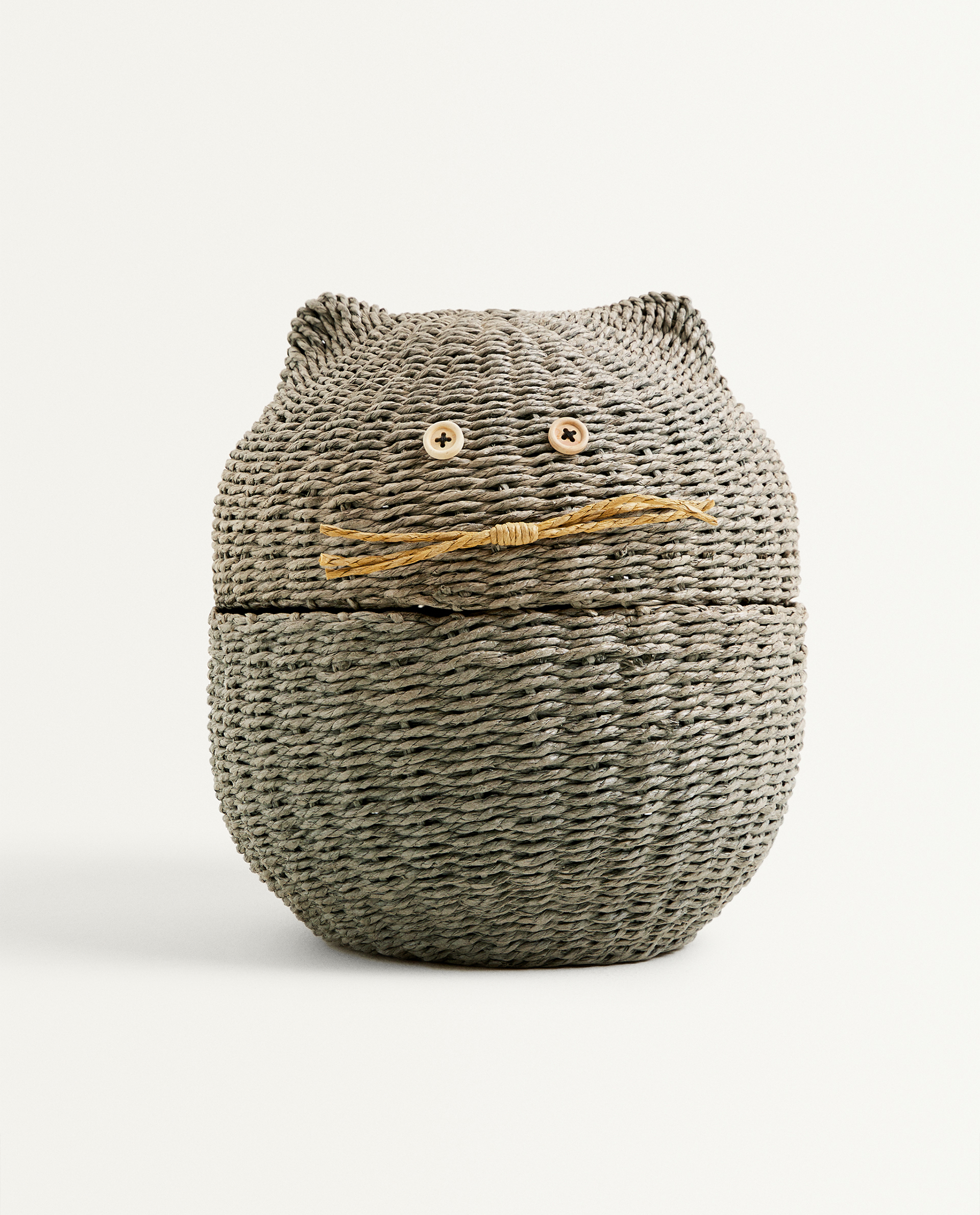 cat shaped wicker basket