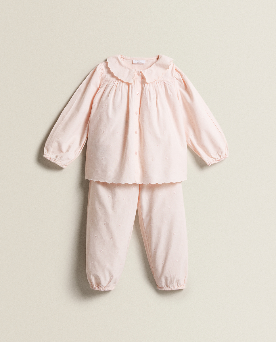 pink embroidered cotton pyjamas