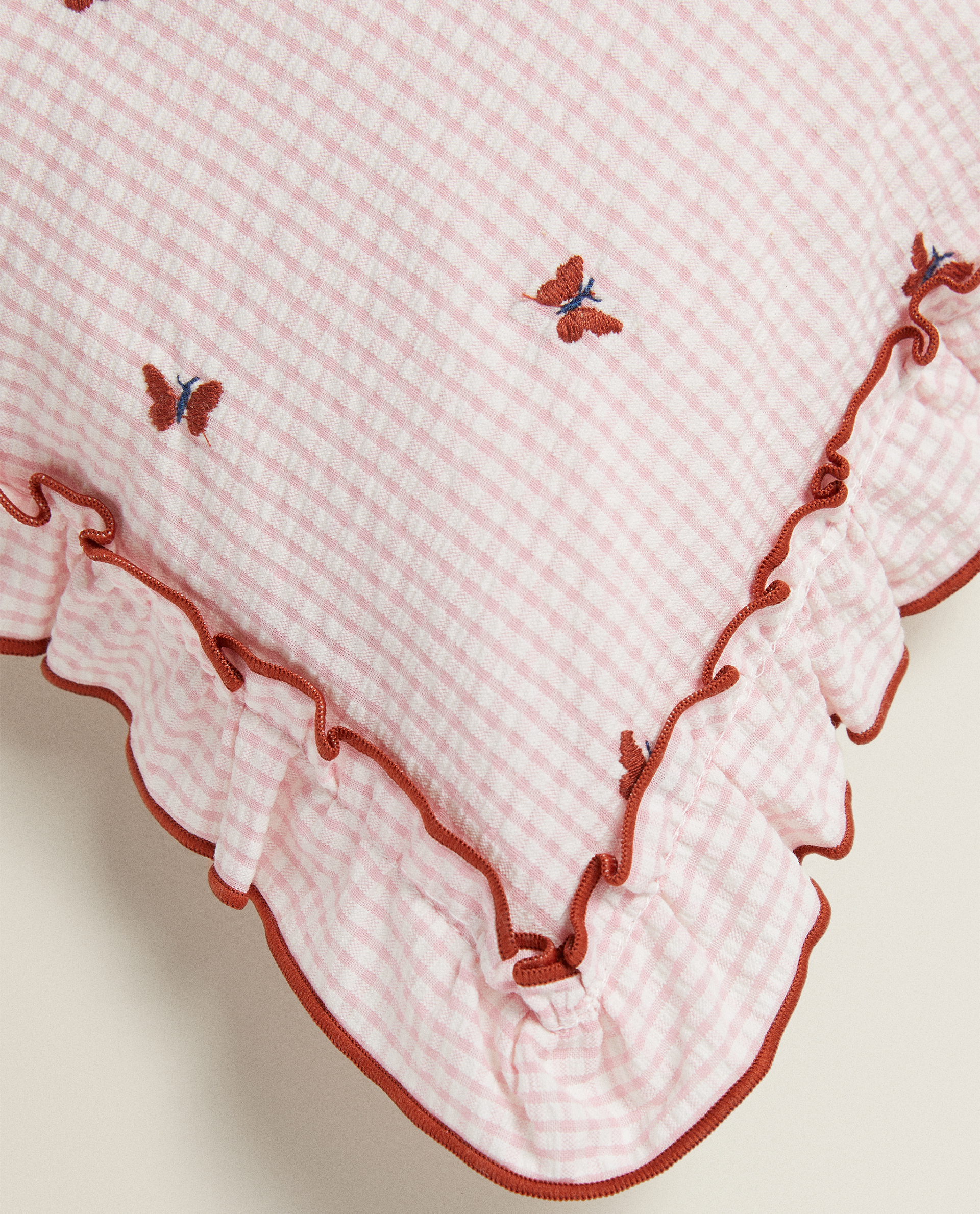 Pillow Cover With Embroidered Butterflies Throw Pillows