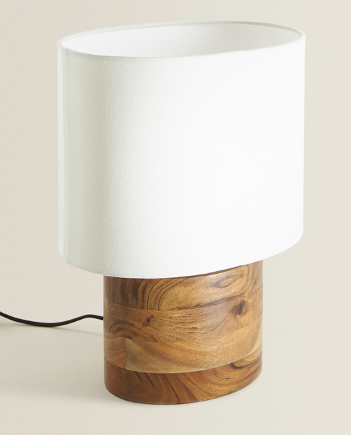 Table Lamp With Wooden Base Furniture And Baskets Living Room