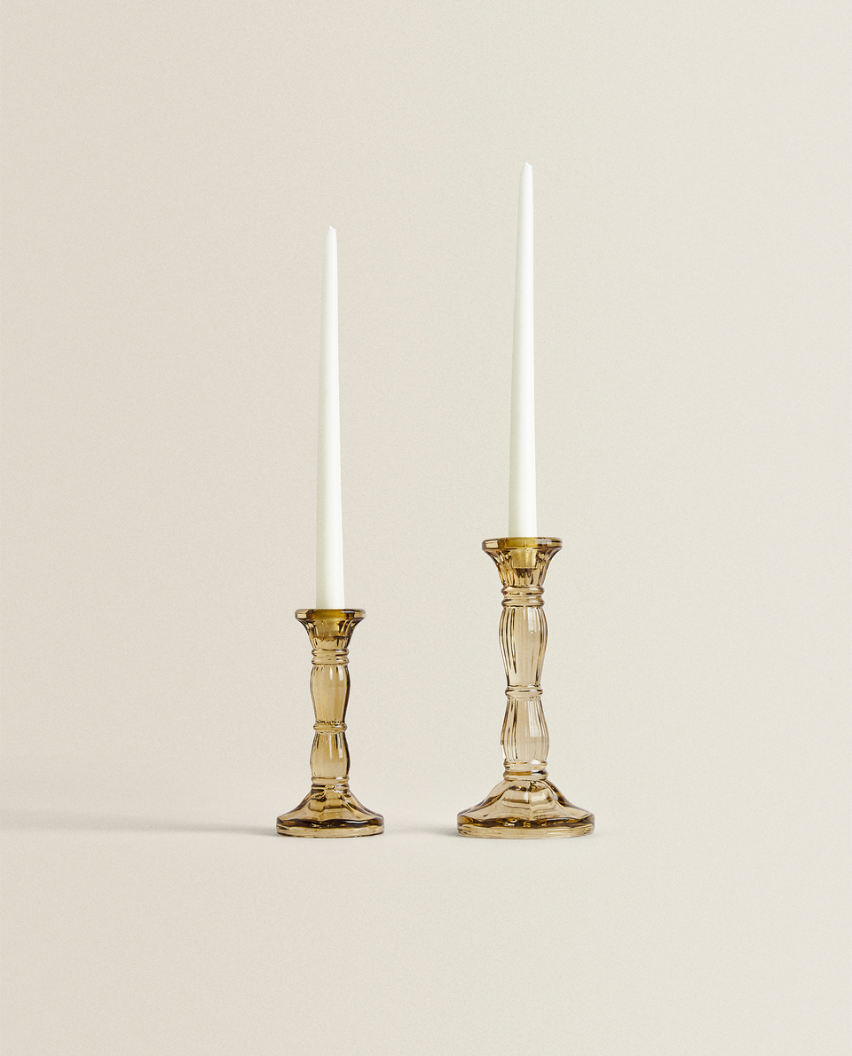 bronze glass candle holders