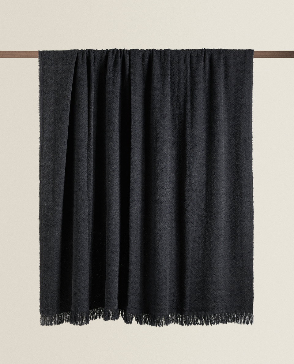 Baumwolldecke Mit Fischgratenmuster Decken Wohnzimmer Zara Home Luxembourg