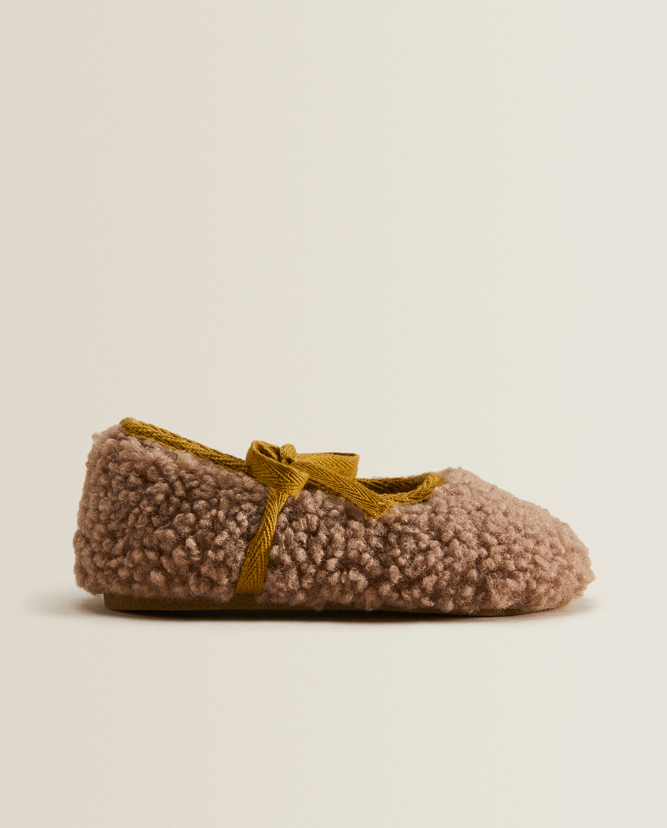 Faux shearling Mary Janes