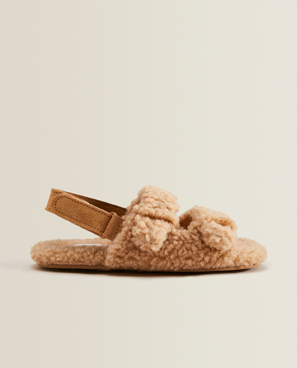 Faux-shearling sandals