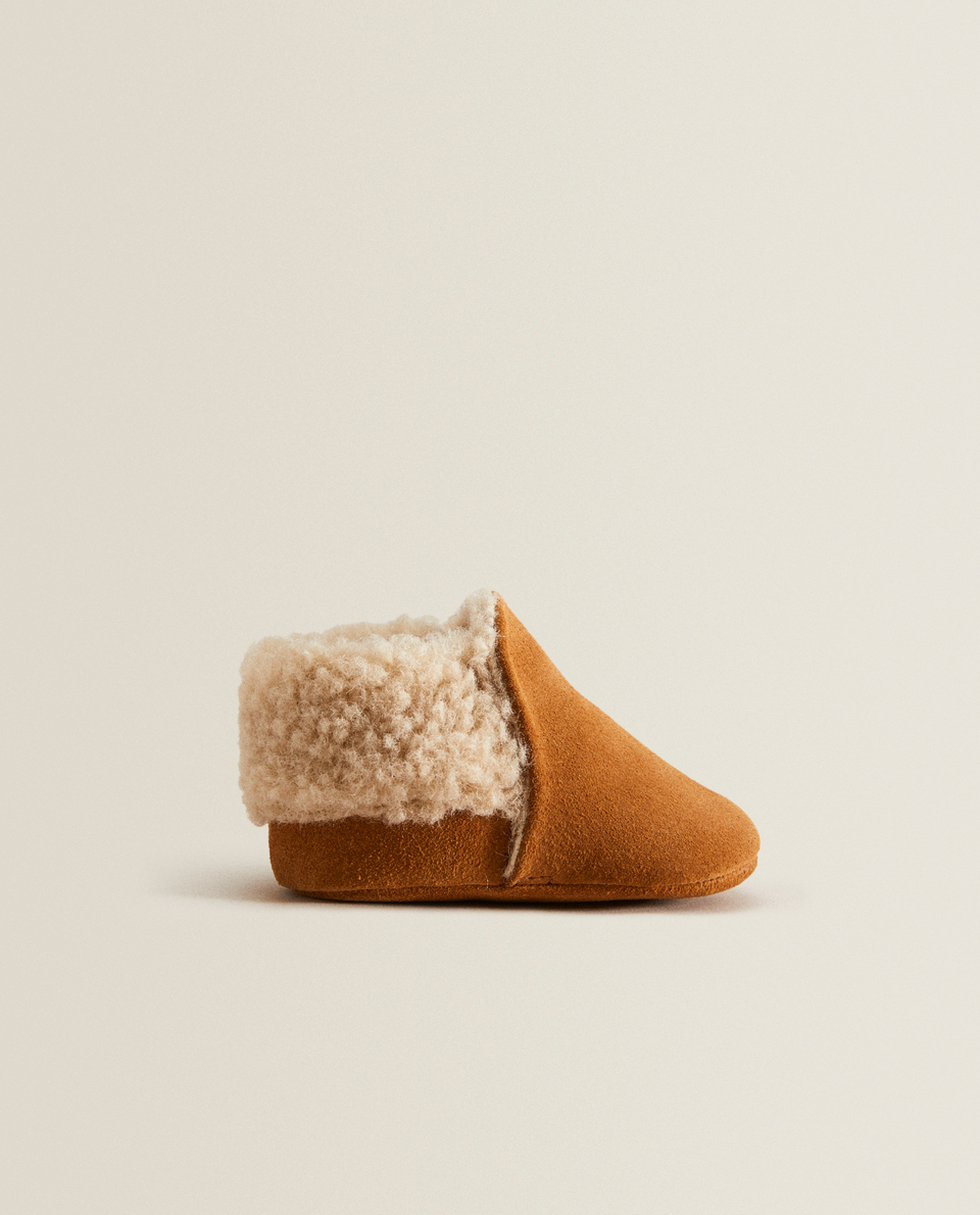 Leather faux shearling booties
