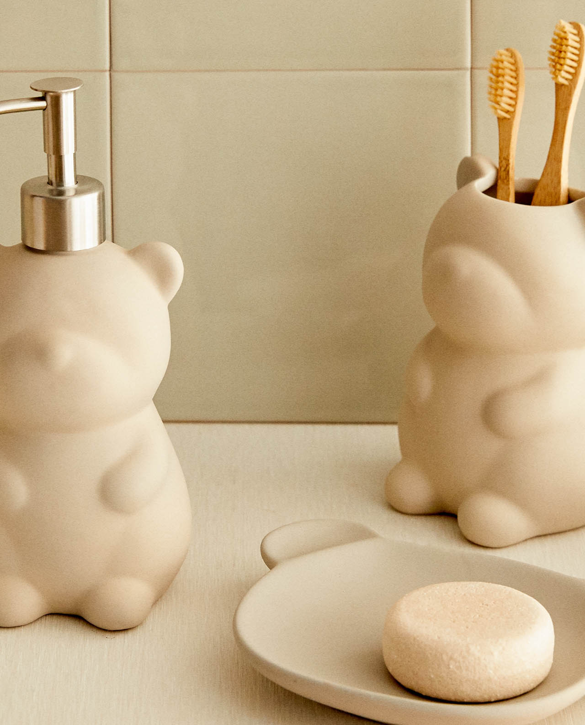 Ceramic Bear Bathroom Set, Bear Bathroom Accessories