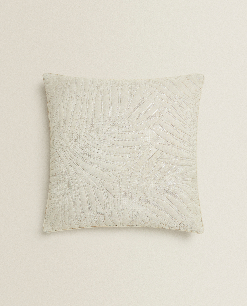 CUSHION COVER WITH RAISED LEAF DETAIL