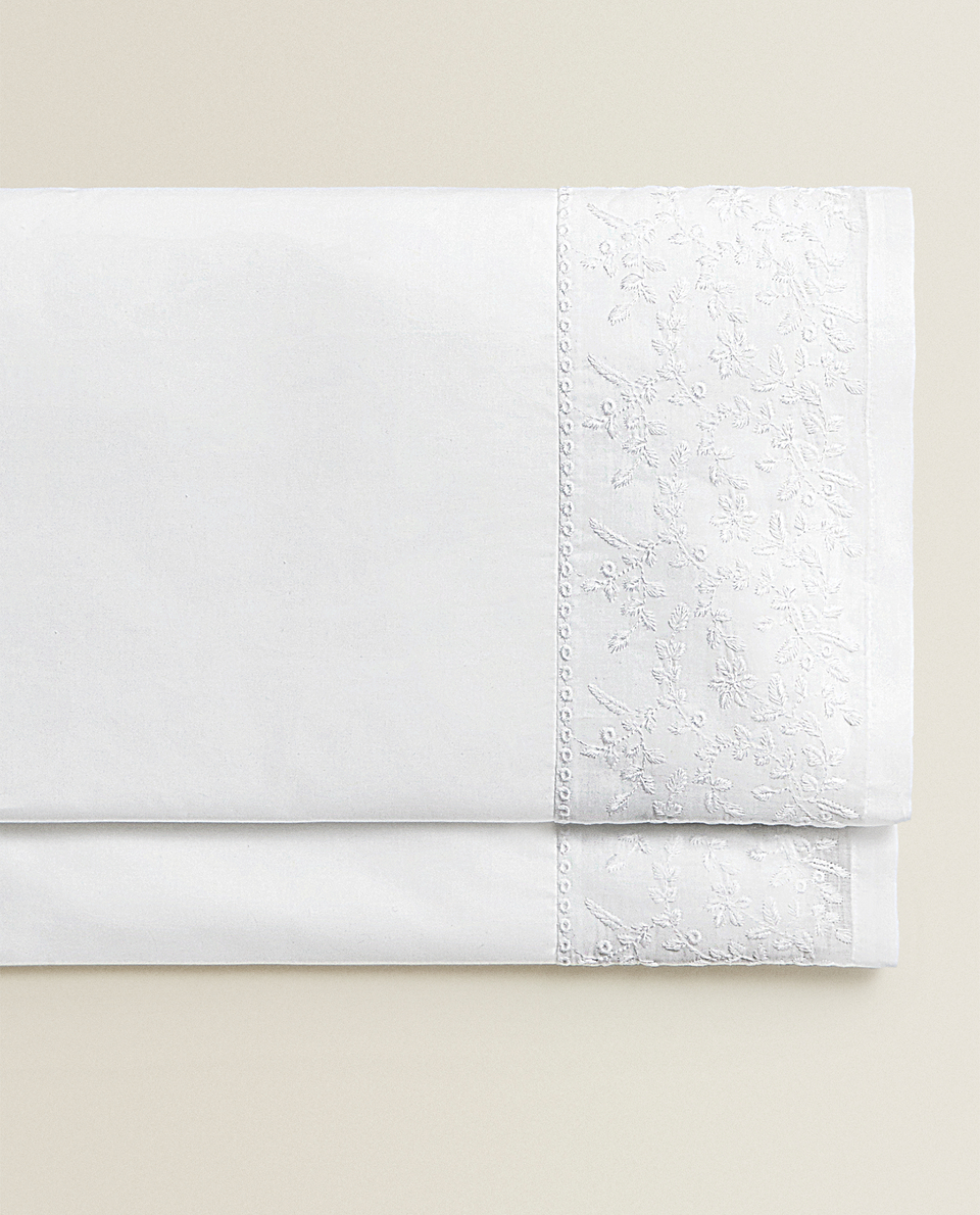刺繍入り フラットシーツ