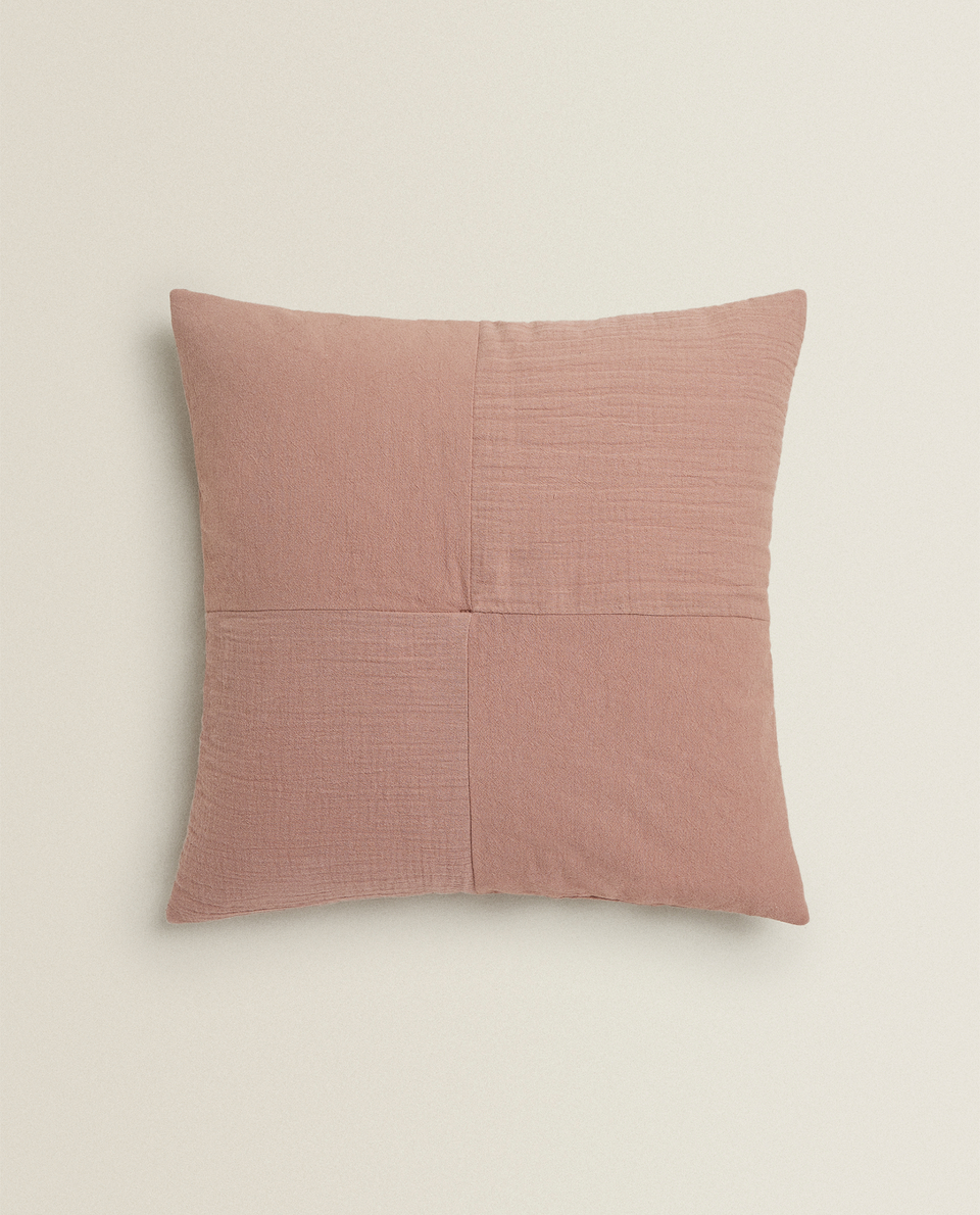 PINK PATCHWORK CUSHION COVER