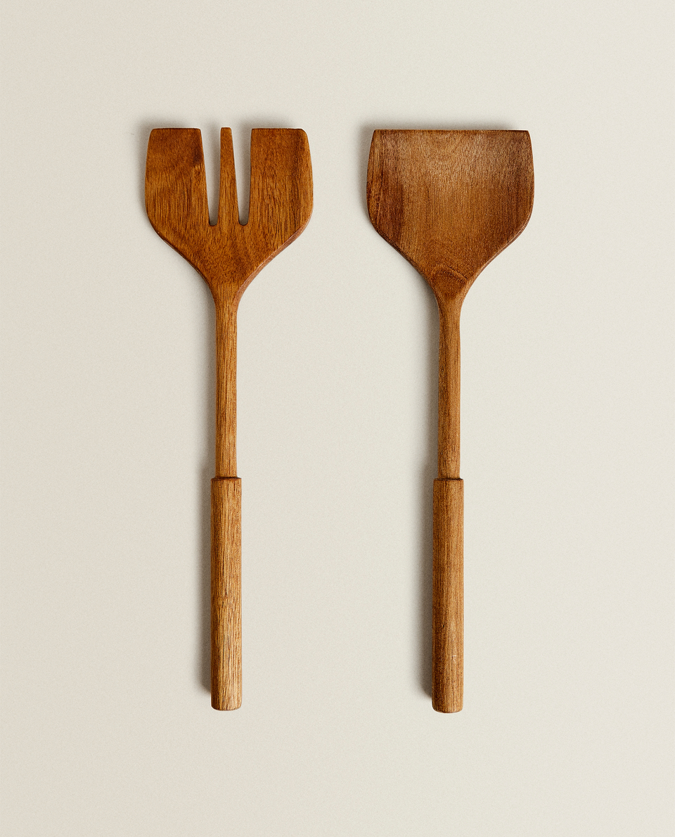 أدوات تقديم الطعام خشبية (طقم من 2)