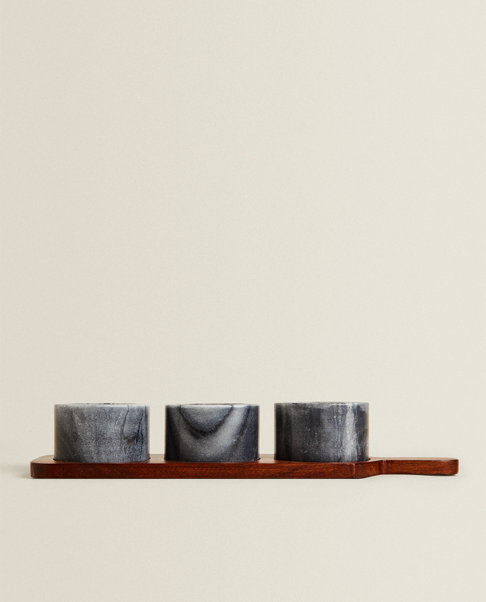 MARBLE AND WOOD BOWLS