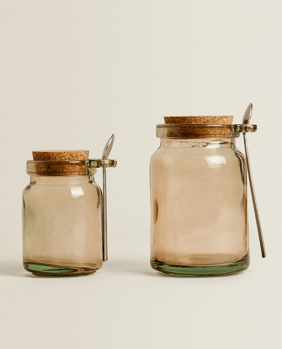 GLASS JAR WITH LID AND SPOON