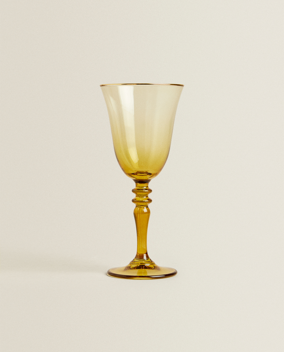 GOLD RIM COLOURED WINE GLASS