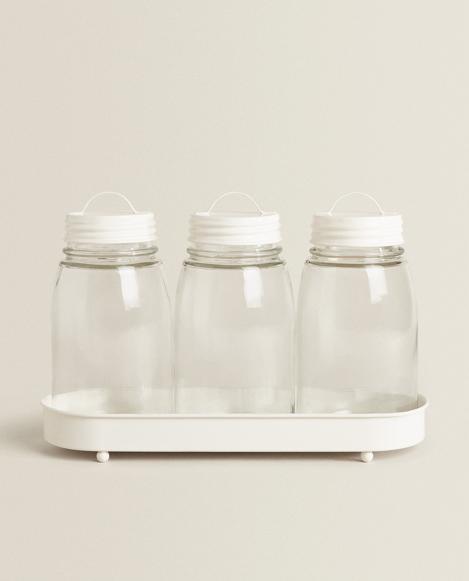 LACQUERED METAL KITCHEN JARS(PACK OF 3)