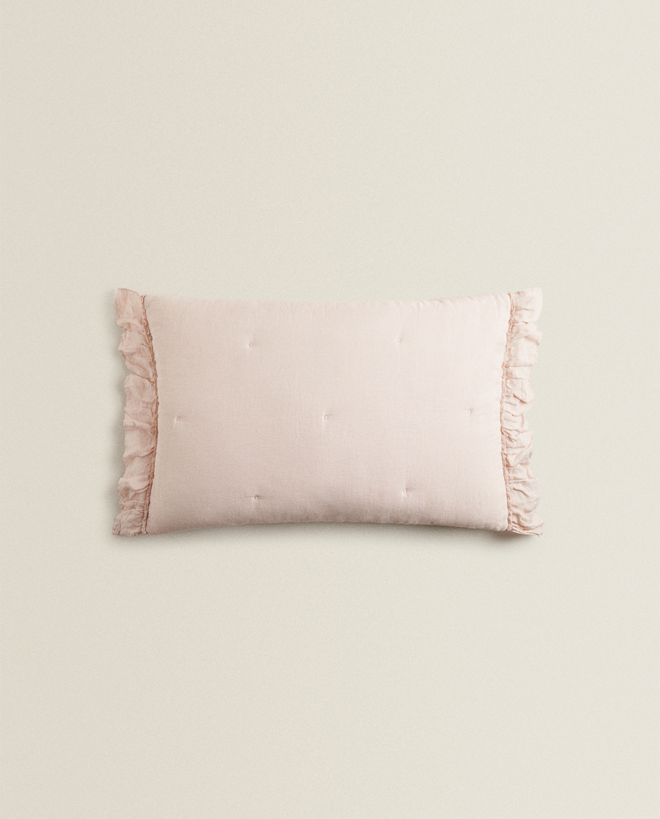 LINEN CUSHION COVER WITH XXL RUFFLE
