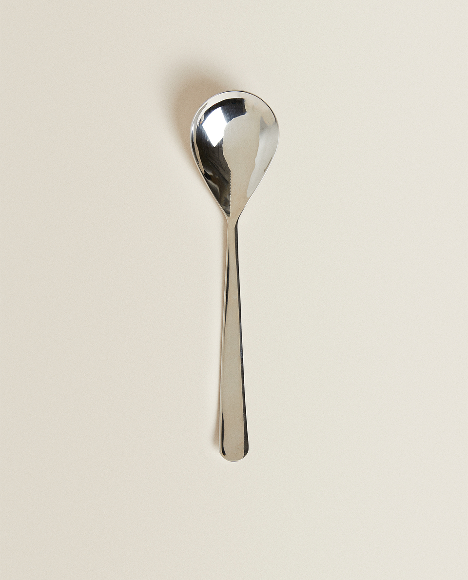 SHINY SILVER-COLOURED SERVING SPOON