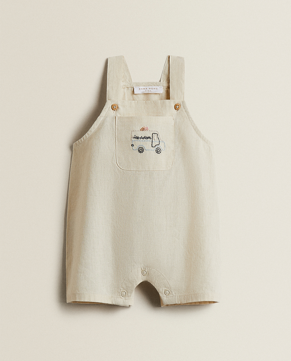 EMBROIDERED COTTON DUNGAREES