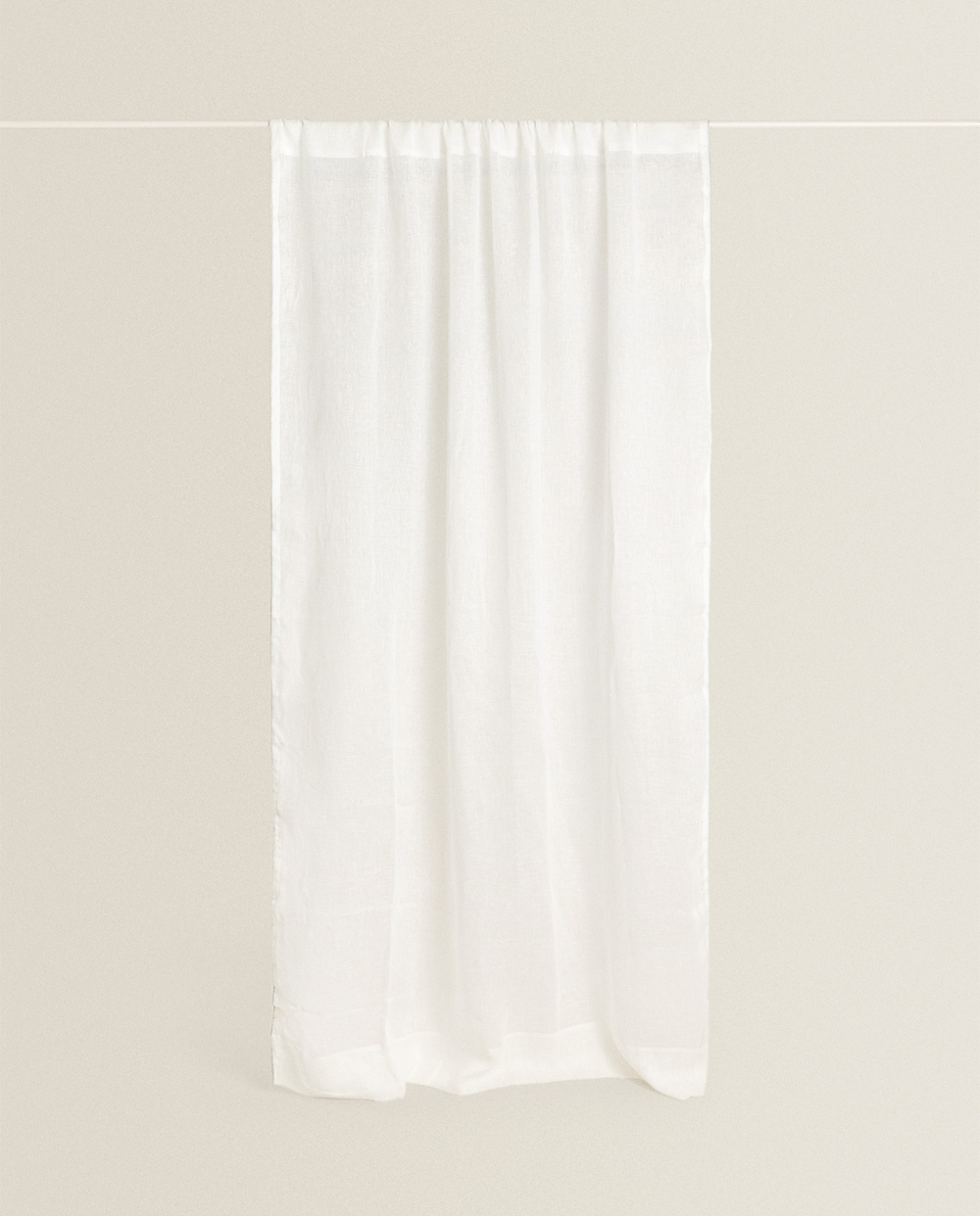 LINEN CURTAIN WITH TOPSTITCHING