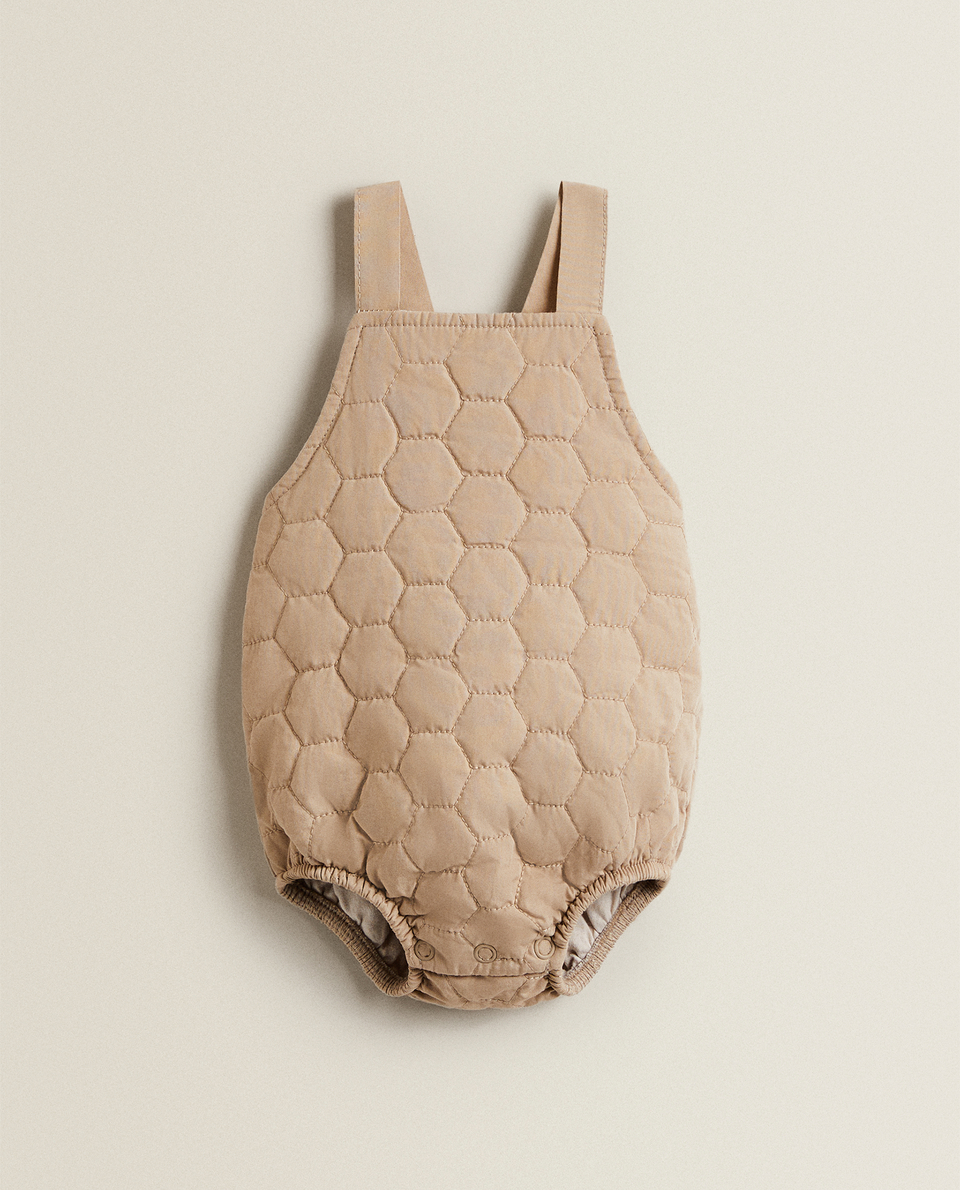 COTTON ROMPER WITH QUILTED EFFECT