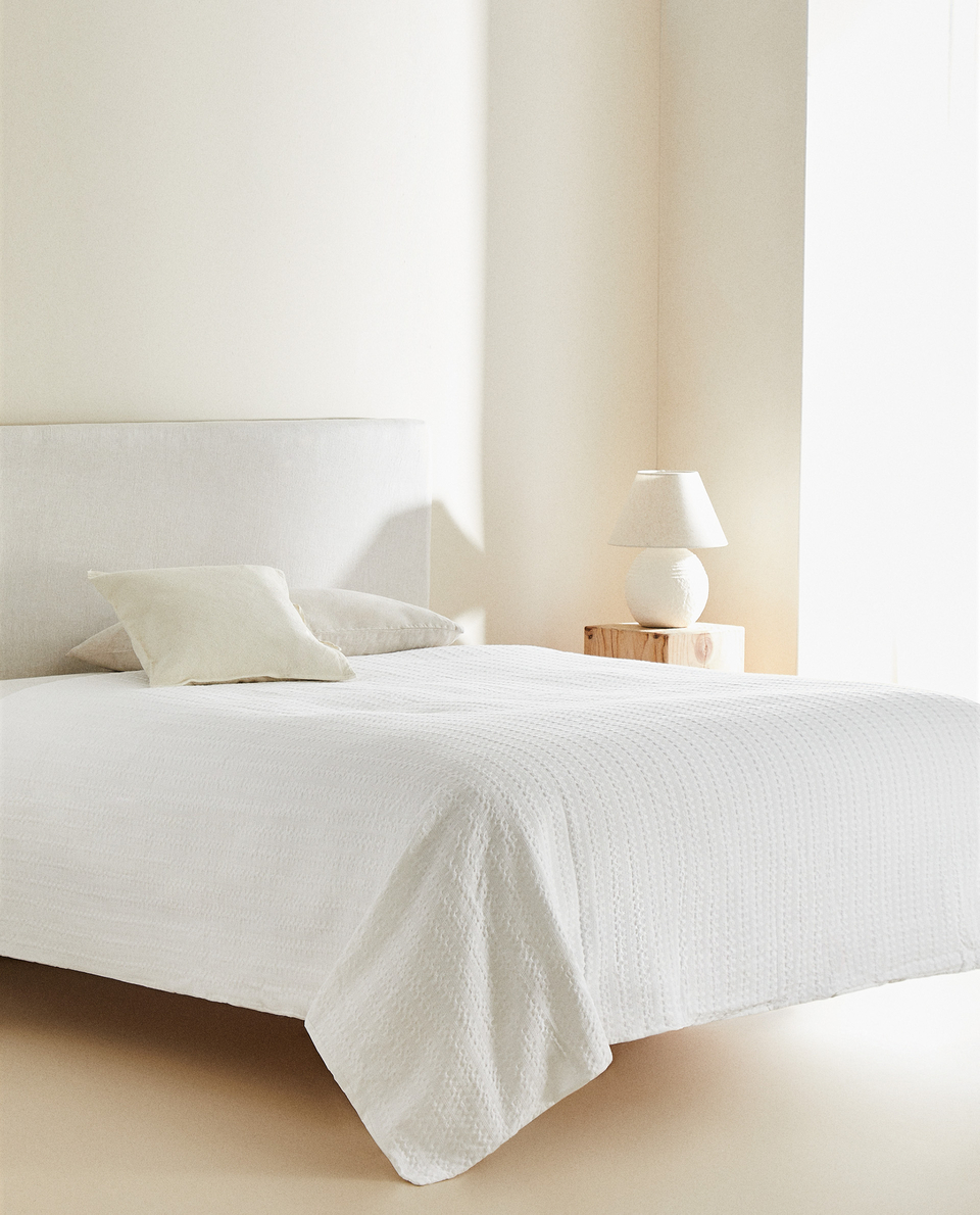 WAFFLE-KNIT PERCALE DUVET COVER
