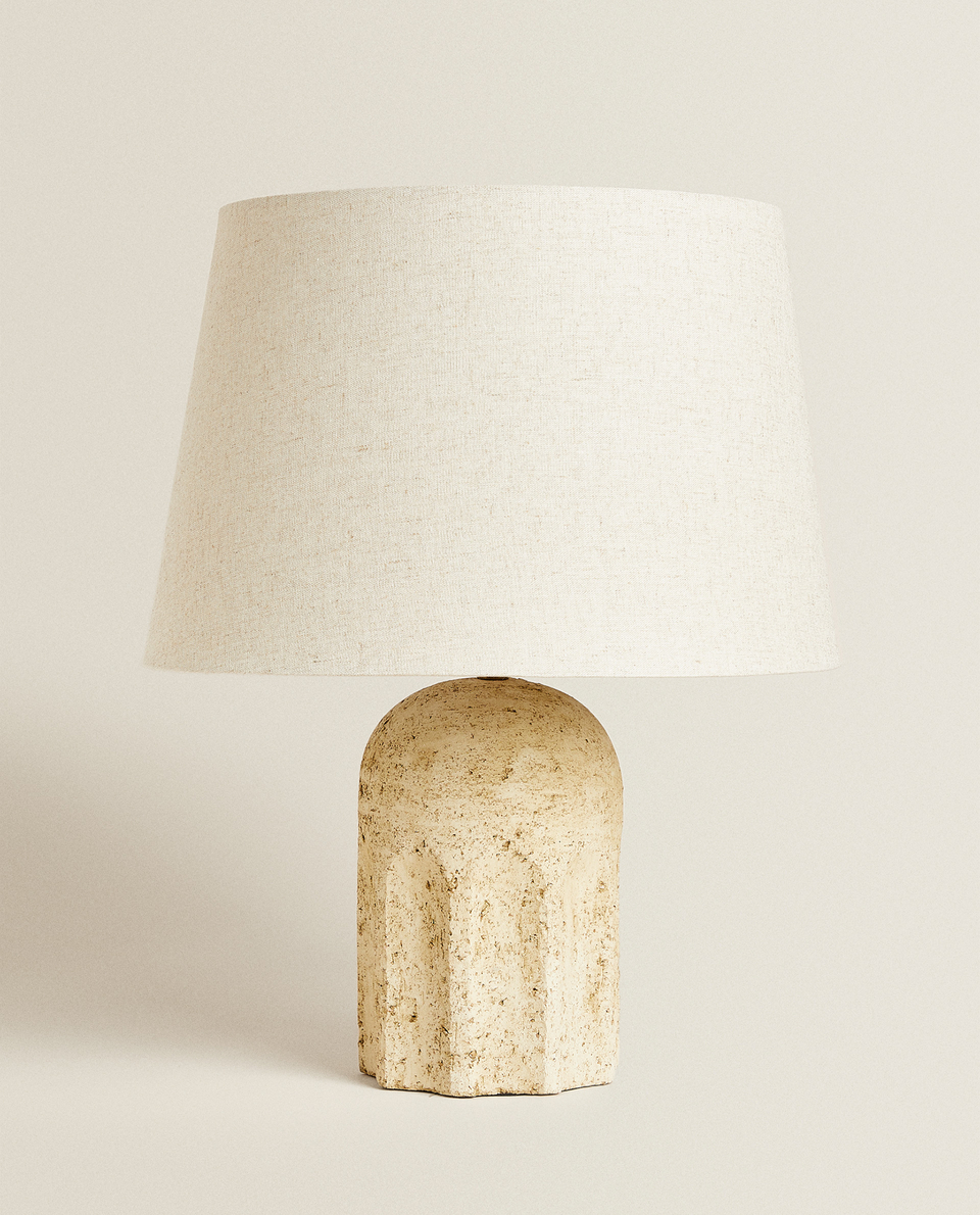 RUSTIC LAMP WITH LINEN LAMPSHADE