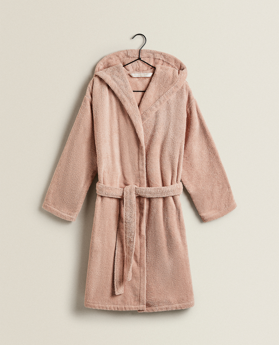 COTTON BATHROBE WITH HOOD - null | Zara Home United Kingdom
