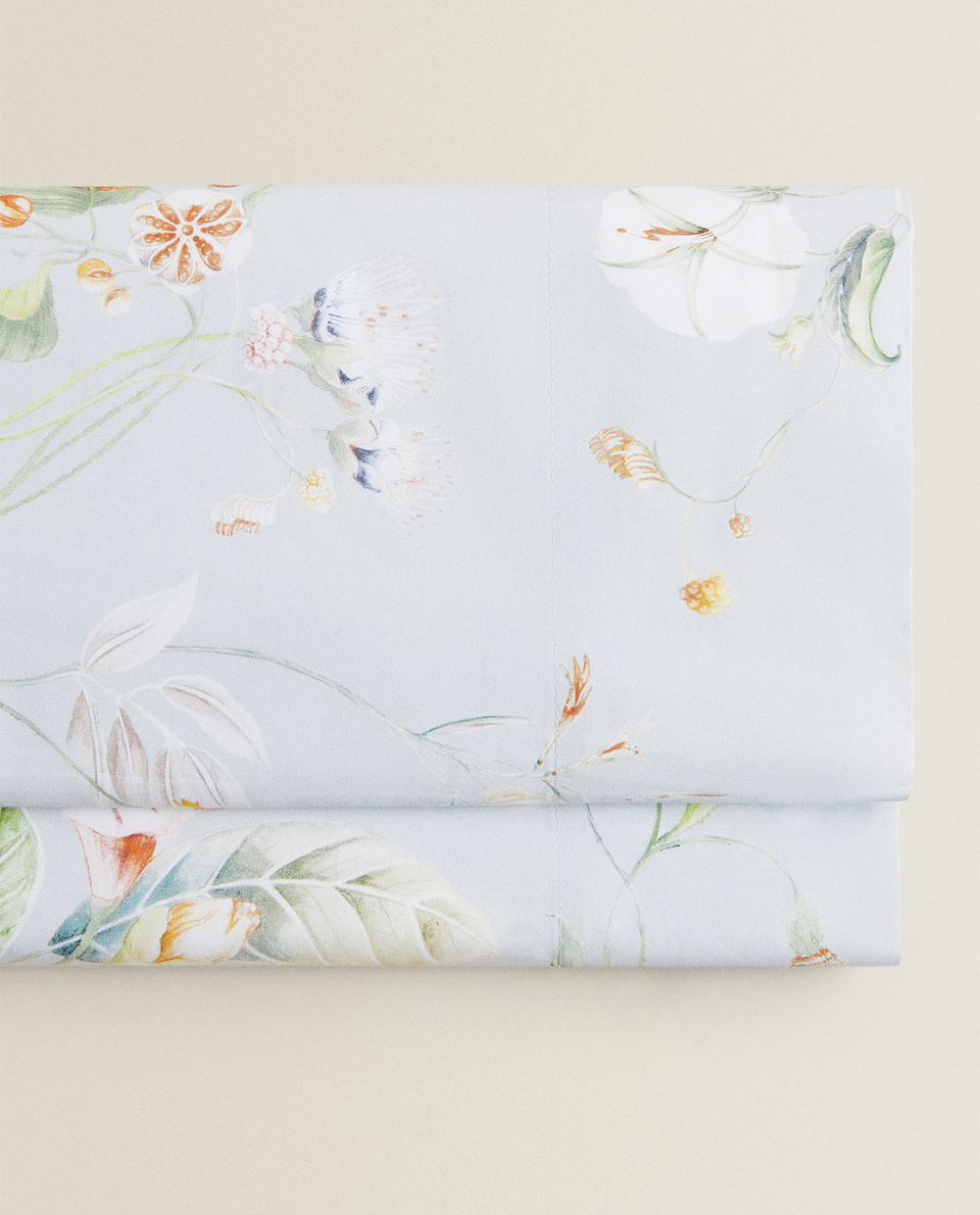 ペイズリーフラワープリント フラットシーツ