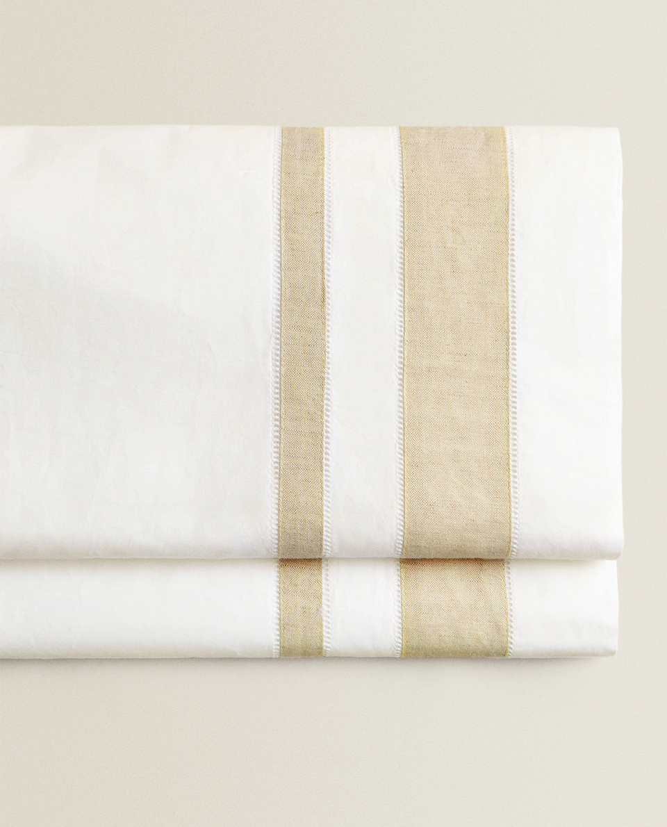 エンブロイダリーリネンライン フラットシーツ