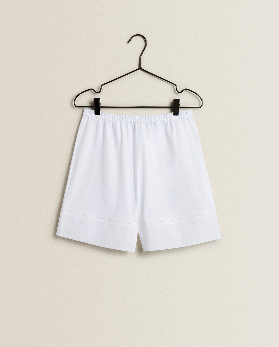 COTTON SHORTS WITH HEMSTITCHING