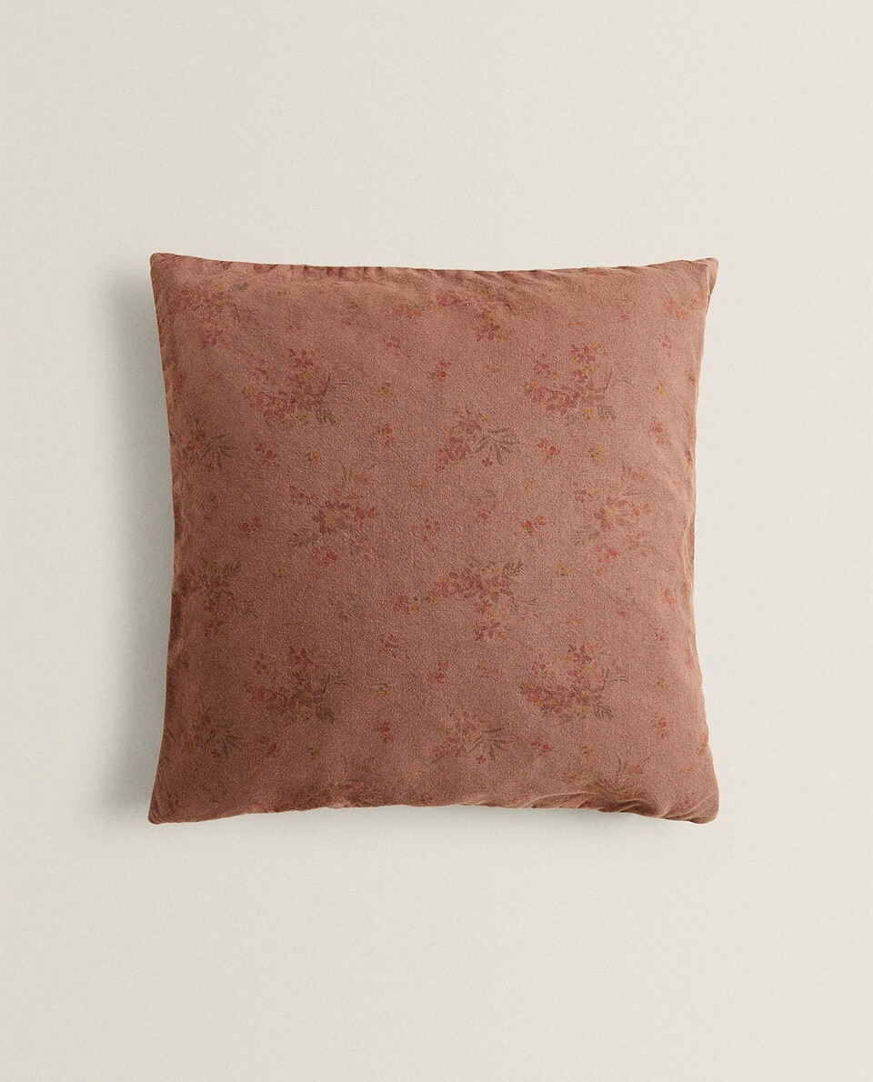 FLORAL PRINT THROW PILLOW COVER