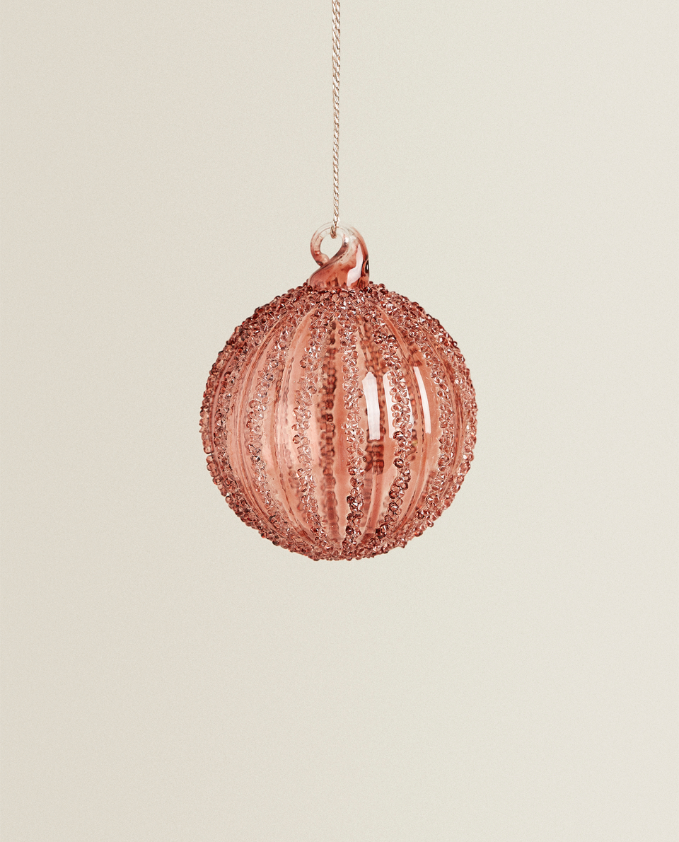 RAISED STRIPED CHRISTMAS BAUBLE