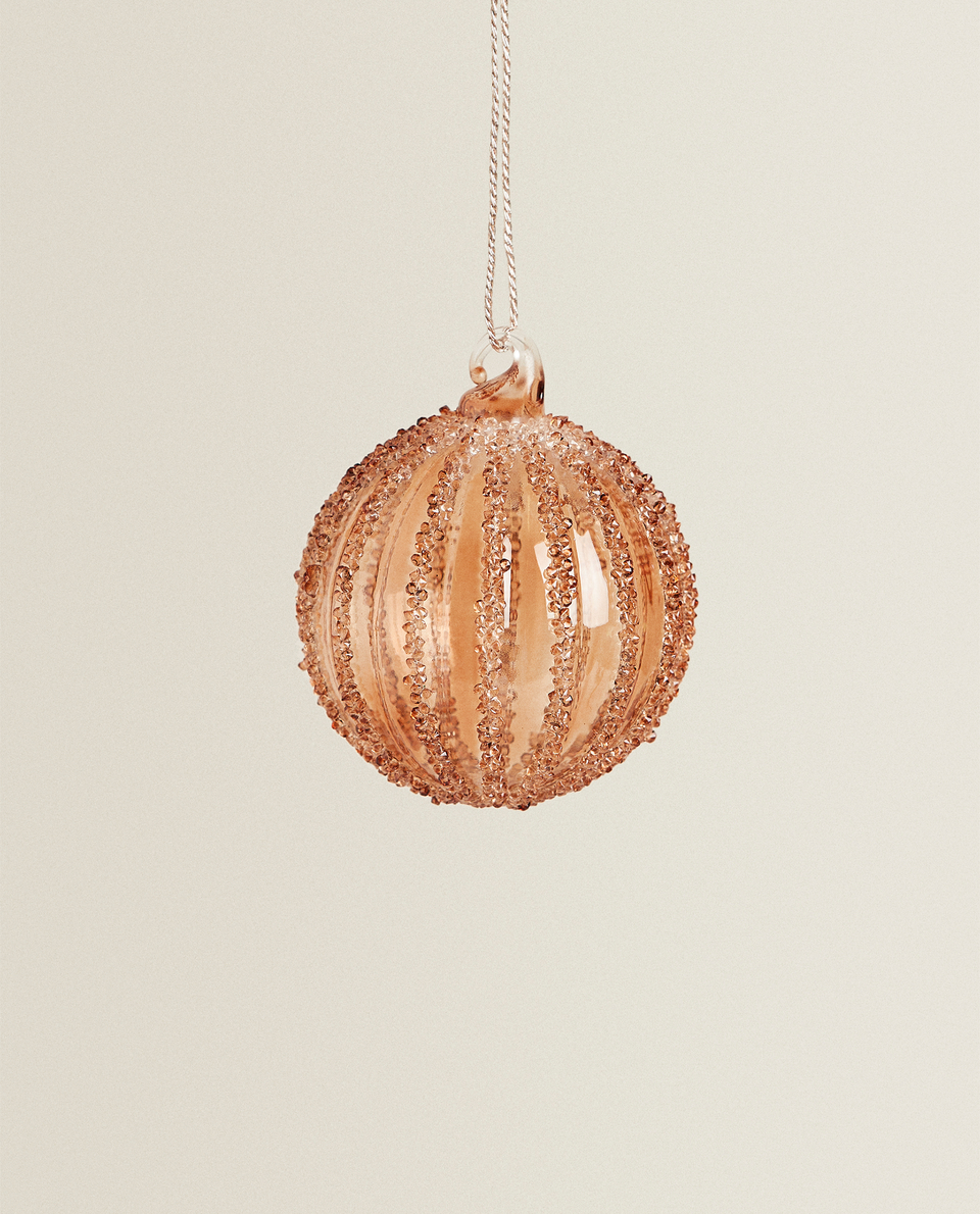 RAISED STRIPED CHRISTMAS BAUBLE