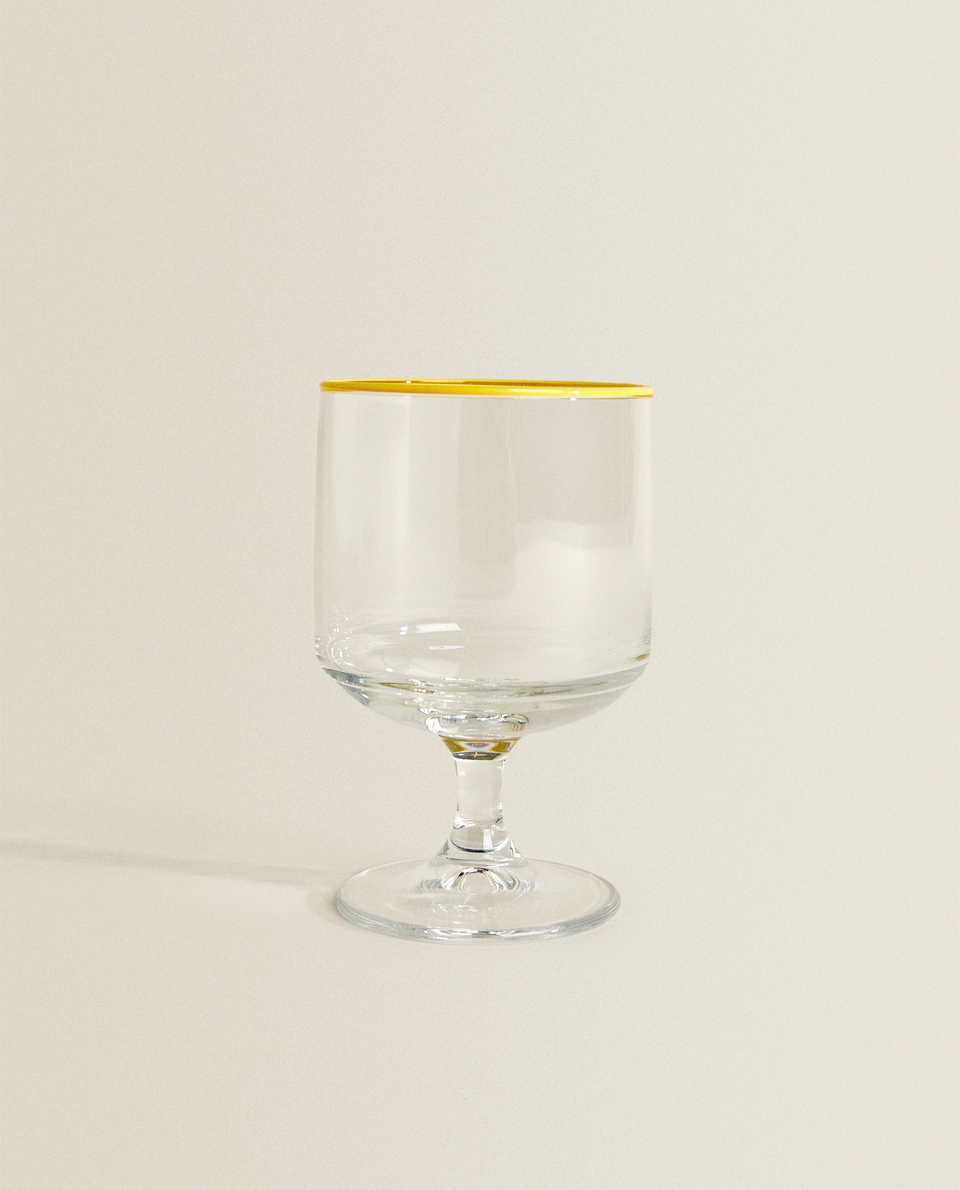 STACKABLE COLOURED RIM WINE GLASS