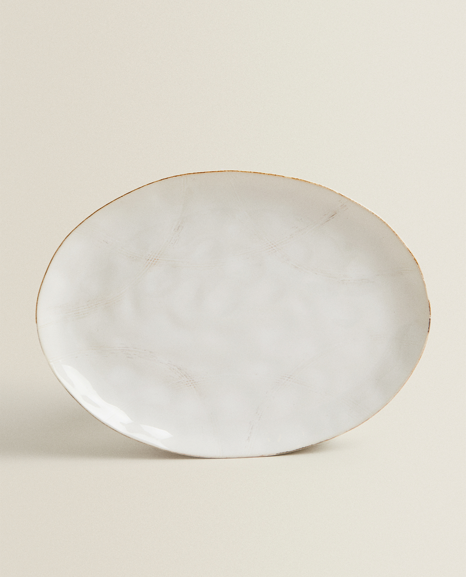 TOASTED STONEWARE OVAL SERVING DISH