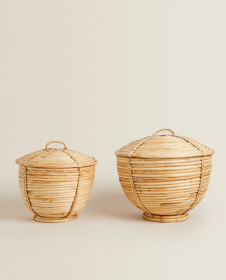 ROUND RATTAN BASKET WITH LID
